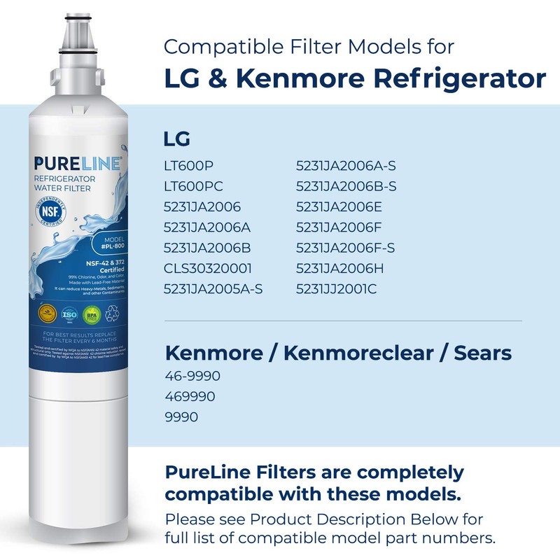 Pureline 9990 & LT600P Water Filter. Compatible with Kenmore 9990,