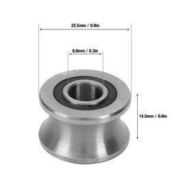 U Groove Ball Bearing, U22 Stainless Steel Guide U-Groove Round Bearing with Round Base, U Groove Roller Guide Wheel for Driving Mechanical Devices, 8 x 22.5 x 14.5 mm (Pack of 1)