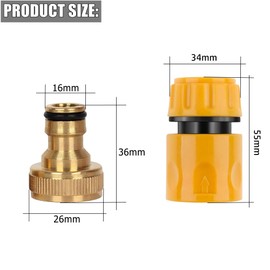 Outdoor Tap Connector Kit & Hose Connector,Garden Hose Pipe Connector Hose Tap Connectors and Fittings Kit Hose End Quick Connector,Brass Tap Connector 3/4 Inch Size