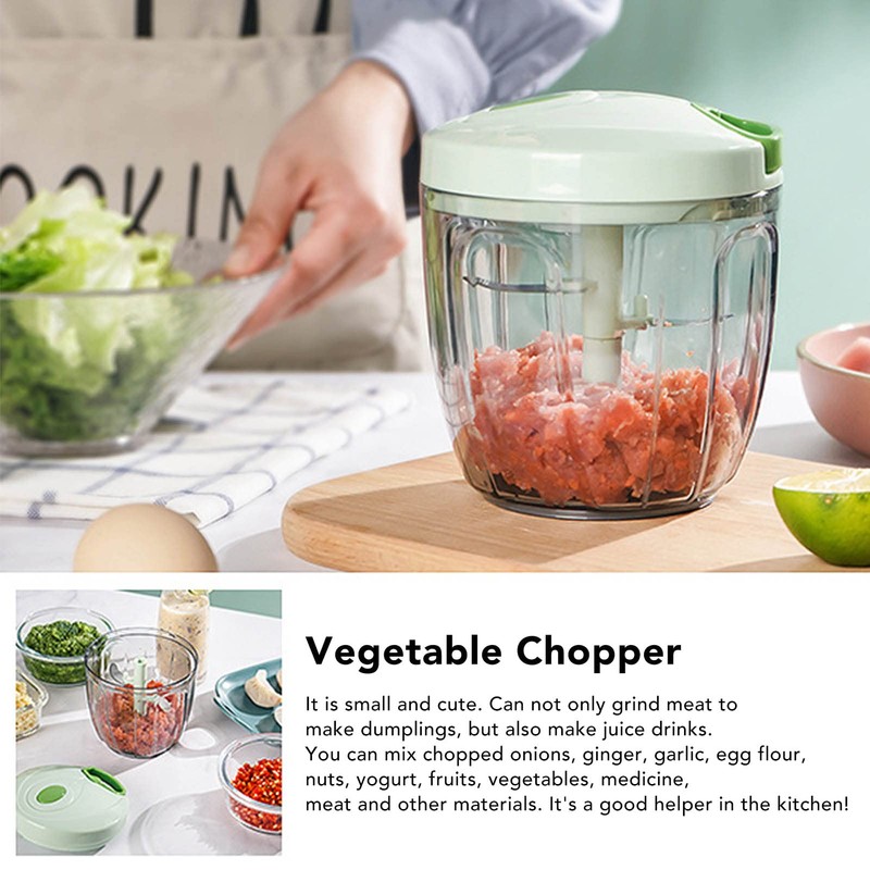 Manual Meat Grinder, Hand Vegetable Chopper with 900ml Container Box,