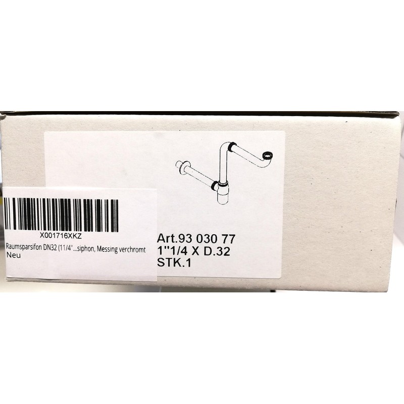 Space-saving siphon DN32 (11/4 inch) – bottle siphon, chrome-plated brass