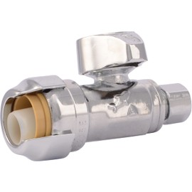 SharkBite 1/2 Push to Connect x 1/4 Inch (3/8 Inch OD) Push to Connect Straight Stop Valve, Quarter Turn, PEX Pipe, Copper, CPVC, PE-RT, HDPE, 23337-0000LF