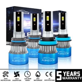 AUIMSOCO H11 9005 LED Headlight Bulb High Low Beam Super Bright White with Fan Q2Series