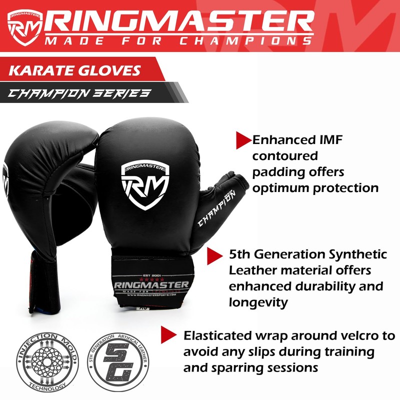 RingMaster Sports Karate Gloves Mitts Martial Arts Punch Training Sparring