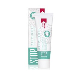 edel+white Stop Sensitive Tooth Gel, 75 ml, Effective Teeth Cleaning Against Caries, Toothpaste without Parabens, Comprehensive 12 Hours Protection for Teeth