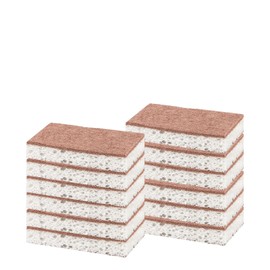 Ryichliho Natural Kitchen Scouring Pads, 12 Pieces, Double Sided Kitchen Sponge for Washing Dishes, Non-Stick Pans, for Cleaning Kitchen and Bathroom