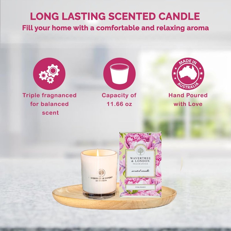 Wavertree & London Organic Pink Peony Scent Soy Wax Candle