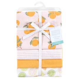 Hudson Baby Unisex Baby Cotton Flannel Receiving Blankets, Citrus Orange, One Size