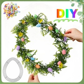 6 Pcs Egg Shaped Wire Wreath Frame, Easter Floral Garden Wire Wreath Form for Easter DIY Craft Project Indoor Outdoor Holiday Hanging Decor About 11.8 x 15.5 Inches (Egg)