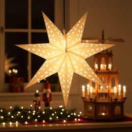 Guru-Shop Foldable Advent Luminous Paper Star, Cassiopeia Christmas Star, Window Decoration Star , 7 Tips