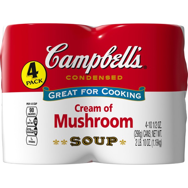 Campbell's Condensed Soup, Cream of Mushroom, 10.7 Oz, Pack of 4