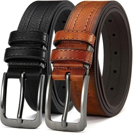 DOOPAI Men Leather Dress Belt Formal Mens Belts for Suits, Jeans, Uniform With Single Prong Buckle