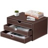 PU Leather Desktop Organizer with Drawers,3 Drawer Office Desk Organizer,Desktop