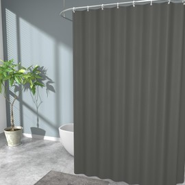 GOOPOOL Shower Curtain, Extra Long Shower Curtain Liner 200 x 200cm, 100% Polyester Machine Washable Waterproof Fabric Bathroom Shower Curtain with Weight Tape for Bath, Gray