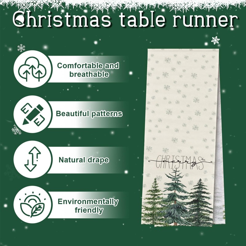 WEILAOK Christmas Table Runner, Christmas Table Runner, Christmas Decoration Table