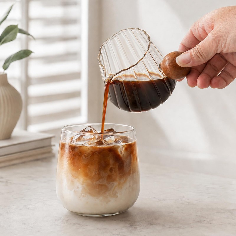 5 oz Espresso Cup, Borosilicate Glass Espresso Cup with Wooden