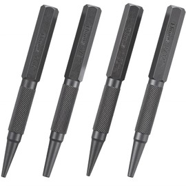 4PCS Nail Punch and Center Punch Set Nail Driver Tool Hardened Cr-V Steel Knurled Grip Punches Set 1/32", 1/16", 3/32" Nails Setter & 1/8" Center Punches Tool for Metal, Wood, Plastic