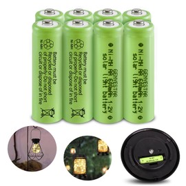 GENYESTAR NIMH AA Rechargeable Solar Light Batteries, Rechargeable AA Batteries 600mAh 1.2V Double A Rechargeable Battery Ideal for Garden Lawn Landscaping Solar Lamps,8 Pack