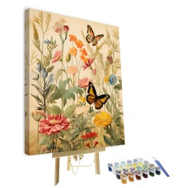 TUMOVO DIY Framed Paint by Numbers for Adults Beginner Botanical Paint by Number Kits on Canvas Flower Plant Oil Painting by Numbers Paint Kits Butterfly Acrylic Painting Art Crafts 16"x20"