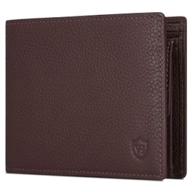 VON HEESEN Men's Leather Wallet with RFID Protection - Genuine Leather Wallet for Men - Women's Wallet, dark brown, Landscape Medium (Bifold)