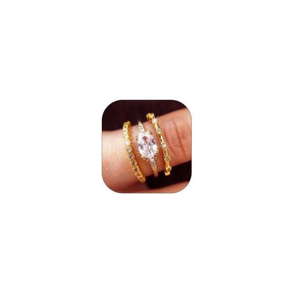 JINOSSV Stackable Rings Set for Women Wedding Band Engagement Ring