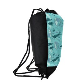 LOGOVISION Aquaman Movie Fish And Ships Pattern Drawstring Backpack Sports Bag Sackpack 17" x 13", Perfect for Gym, Yoga or Practice