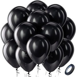 Black Balloons Kelfara Party Balloons 100 Pcs 12 Inch Black Latex Balloons for Birthday Weddings Anniversary Graduation Black Theme Party Decorations