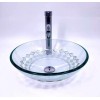 Lorixon 16" Clear Tempered Glass Vessel Sink Unique Square Pattern