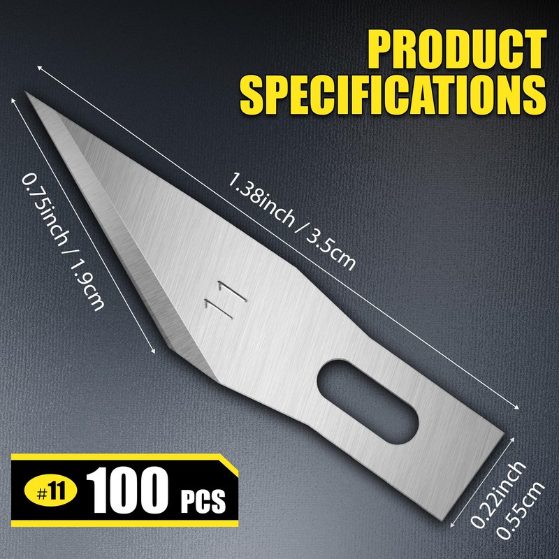 100 Pack Exacto Knife Blades, SK5 Steel #11 Blades with