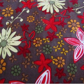 Brown Floral Cotton Fabric by the Yard