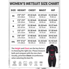 Owntop 3/2 mm Shorty Wetsuit Women's - Front Zip Wetsuit for Diving Surfing, Short Sleeve Diving Suits, Stretch Neoprene for Water Sports, Women, Black, S