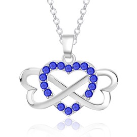 925 Sterling Silver Birthstone Necklace for Women,Infinity Heart Pendant Necklace with Cubic Zirconia and Infinity for Wife, Mom, Girlfriend, Birthday, Anniversary, Valentine's Day Gift