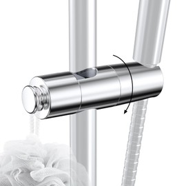 Hibbent Adjustable Shower Head Holder for Slide Bar, Universal 18-25mm Handheld Showerhead Bracket, Sprayer Holder with Hanging Design, Bathroom Shower Replacement, No Drill Installation, Chrome