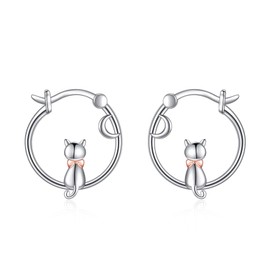 Animal Earrings for Women Girls Koala/Dinosaur/Octopus/Pig/Fox Hoop Earrings 925 Sterling Silver Jewellery Animal Gift, Sterling Silver, No Gemstone
