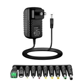 Acdctek 15V 2A 1.5A Power Supply 15 Volt Charger 2000mA 30W Max Regulated Switching AC to DC Cord Adapter with 10 Connector 100V - 240V Input Adaptor US Wall Plug