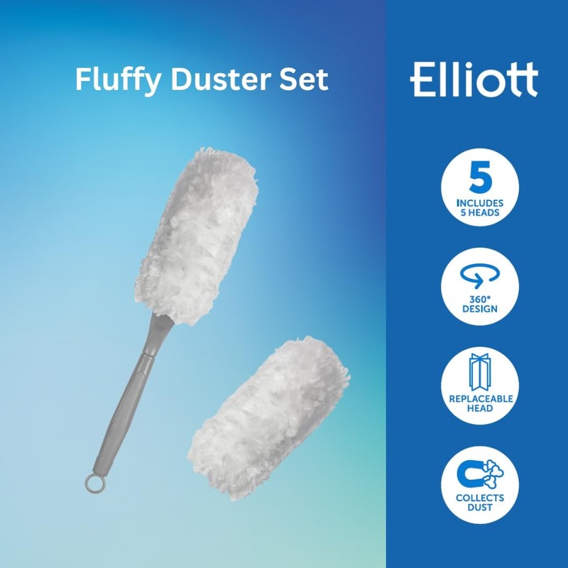 Elliott Fluffy Duster, Super-soft Microfibre Dusting tool perfect for home