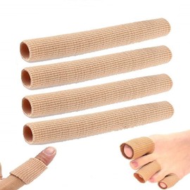 Pack of 4 Gel Toe Caps, Tube Bandage Finger Protection, Toe Separator, Finger Bandage Pressure Protection, Toe Pads, Toe Bandage, for Blisters, Corns, Calluses, 15 x 2 cm