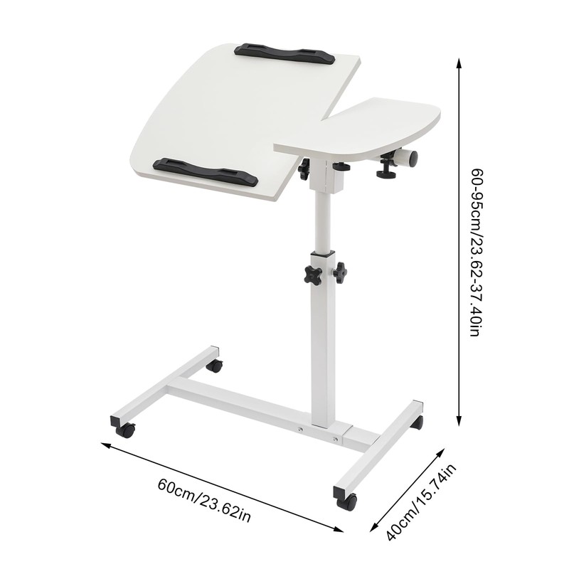 YIYIBYUS Adjustable Rolling Laptop Table Stand with Wheels, Portable Overbed