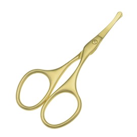 Motanar Multicolor Professional Grooming Scissors for Personal Care Facial Hair Removal and Ear Nose Eyebrow Trimming Stainless Steel Fine Straight Tip Scissors 3.9 Inch (Curved Safety Head Gold)