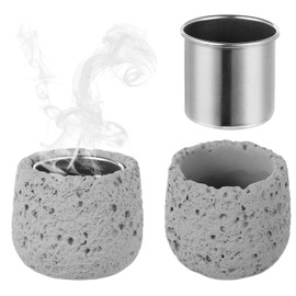 YOFAPA 2 Pcs Sauna Aromatherapie Stein Tassen, Runde Aromatherapie Ölhalter mit 2 Edelstahl Diffusor Tassen, Aroma Duft ätherisches Öl Sauna Zubehör für Spa