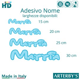 GamesMonkey® Sticker Names Bedroom – 2 Pieces – Various Sizes – Boy Girl Games Door Closet (Mattia, 25 x 5 cm)