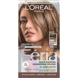 L'Oreal Paris Feria Multi-Faceted Shimmering Permanent Hair Color, B61 Downtown Brown (Hi-Lift Cool Brown), Pack of 1 Hair Dye Kit