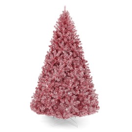 Best Choice Products 7.5ft Artificial Tinsel Christmas Tree Seasonal Holiday Decoration w/ 1,749 Branch Tips, Foldable Stand, Pink