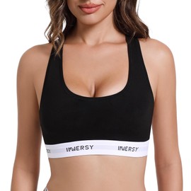 INNERSY Women's Comfy Wireless Everyday Bra Pullover Unlined Full Coverage Bralette(Black,Large)