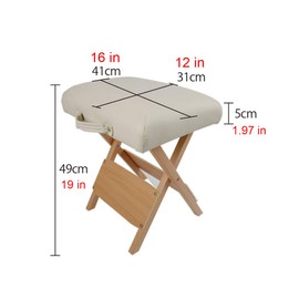 Elitzia Salon Furniture Foldable Wooden Chair Beauty Spa Chairs Salon Stool Two Colors Optional ET20646 (Creamy-White)