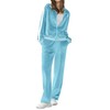 Ekouaer Women's Velvet Velor Tracksuits 2 Piece Lounge Outfits Zip