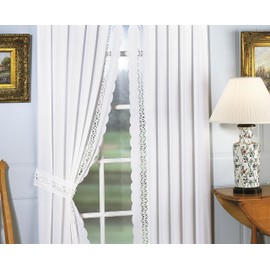 Today's Curtain, Hellina Tapework Panel Pair 84", White, 4-Piece-Set, 80" W x 84" L