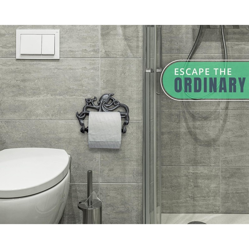 Decorative Cast Iron Octopus Toilet Paper Holder – Wall Mounted