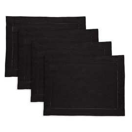 Solino Home Linen Placemats Set of 6 – 100% Pure Linen Red Valentines Day Placemats 19" L x 14" W Inch – Cloth Fabric Prewashed Placemats for Winter, Easter – Sonoma