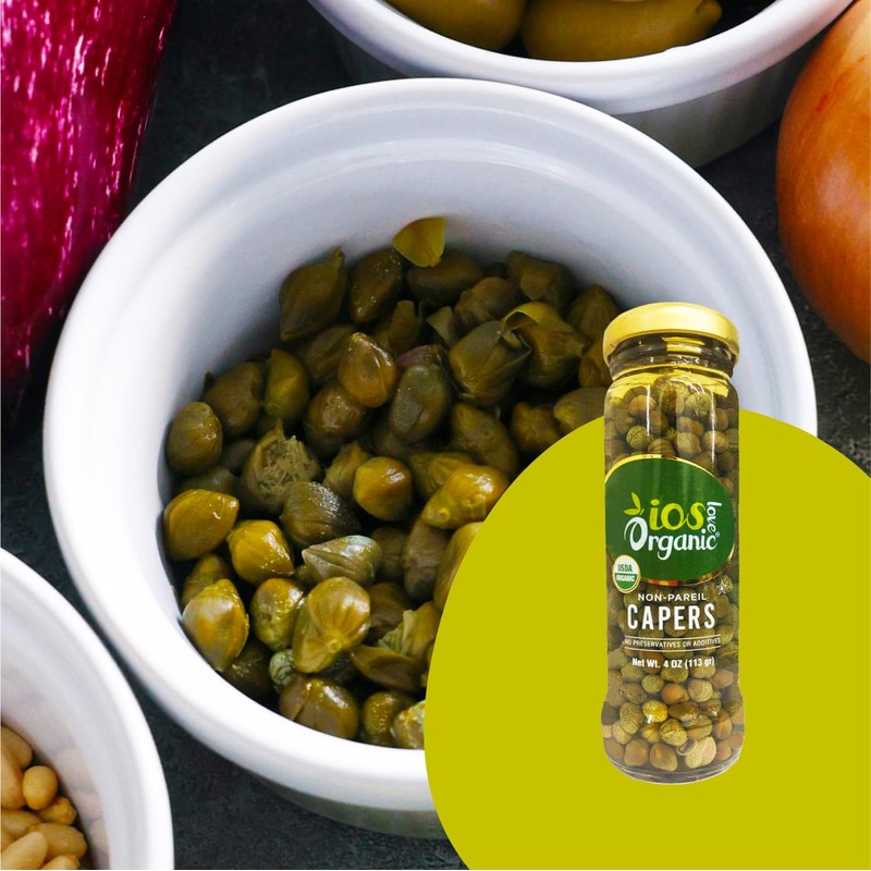 IOS Organic Non-Pareil Capers in Sea Salt, USDA Organic, Vegan,